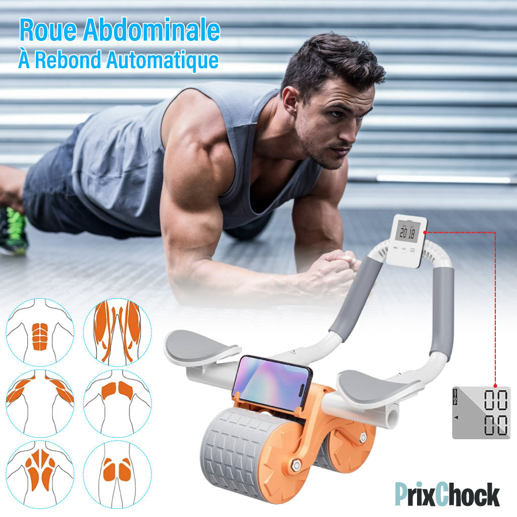 Roue Abdominale à Rebond Automatique Avec Support Téléphone Et Genouillères - Entraînement Maison