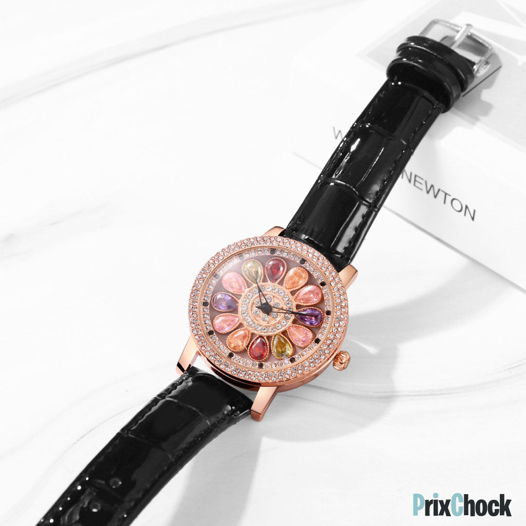 Montre Éclatante Fleur De Cristal – Où Le Temps Rencontre Le Luxe 🌸✨