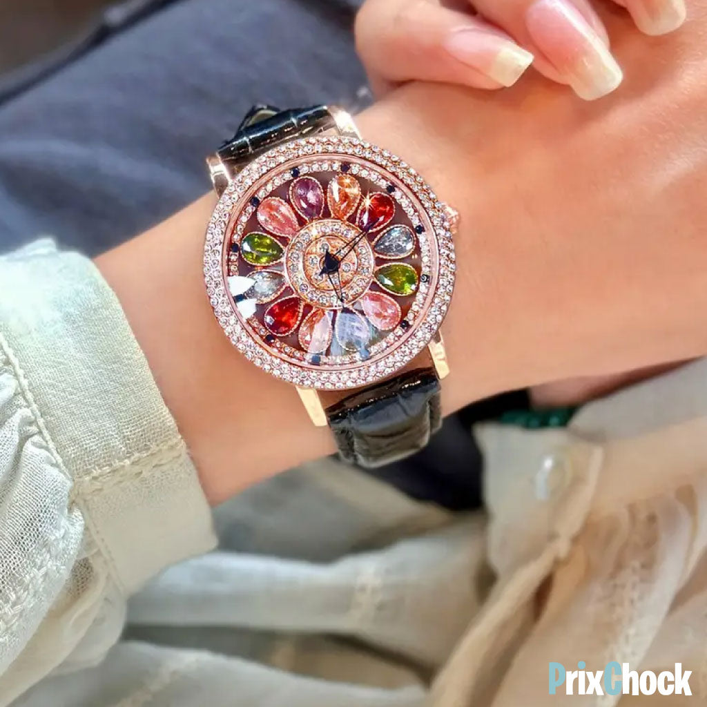 Montre Éclatante Fleur De Cristal – Où Le Temps Rencontre Le Luxe 🌸✨