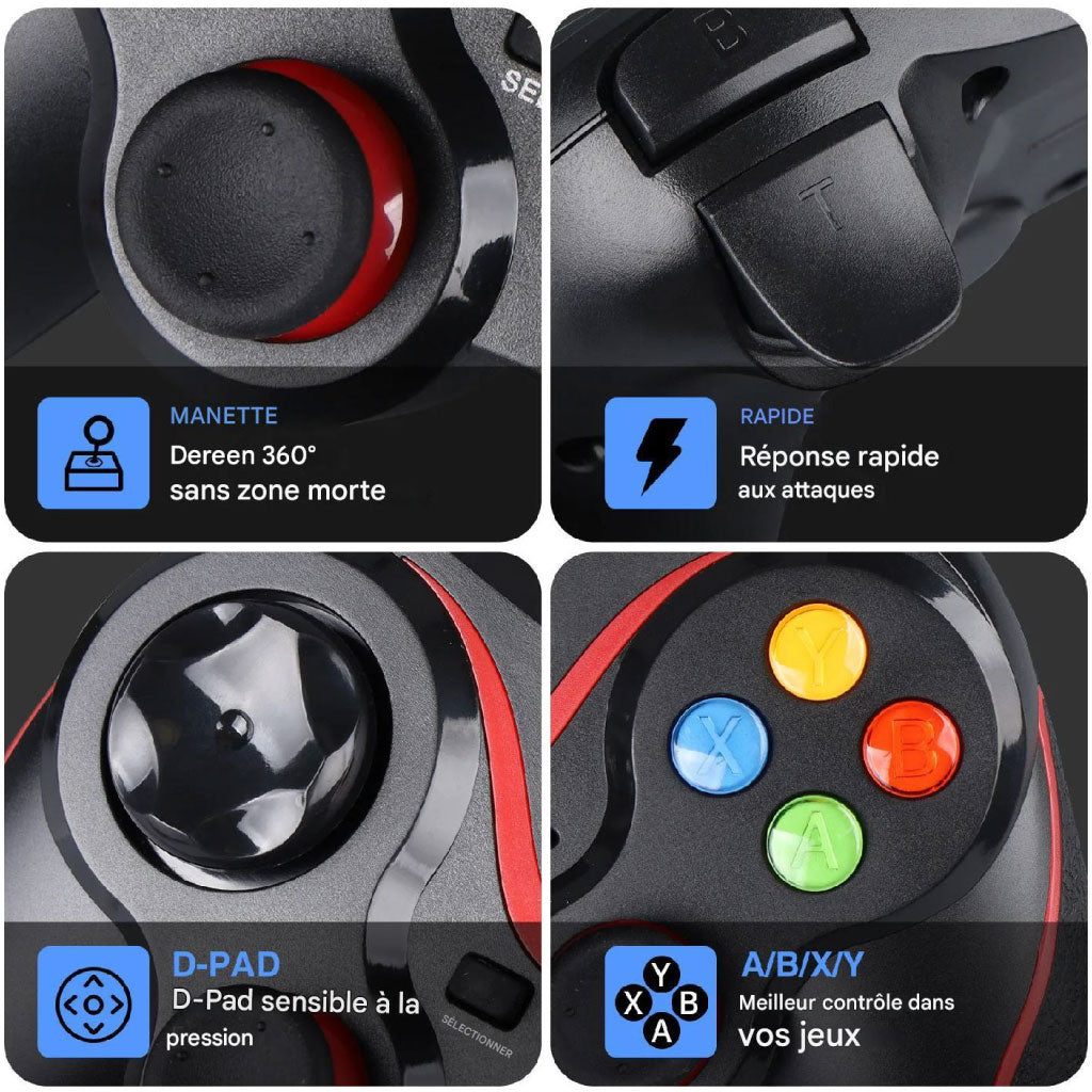 Manette De Jeu Sans Fil Pour Android, Téléphone Portable, Tv Et Ordinateur : Expérience Immersive Avec Double Vibration Et Batterie Rechargeable
