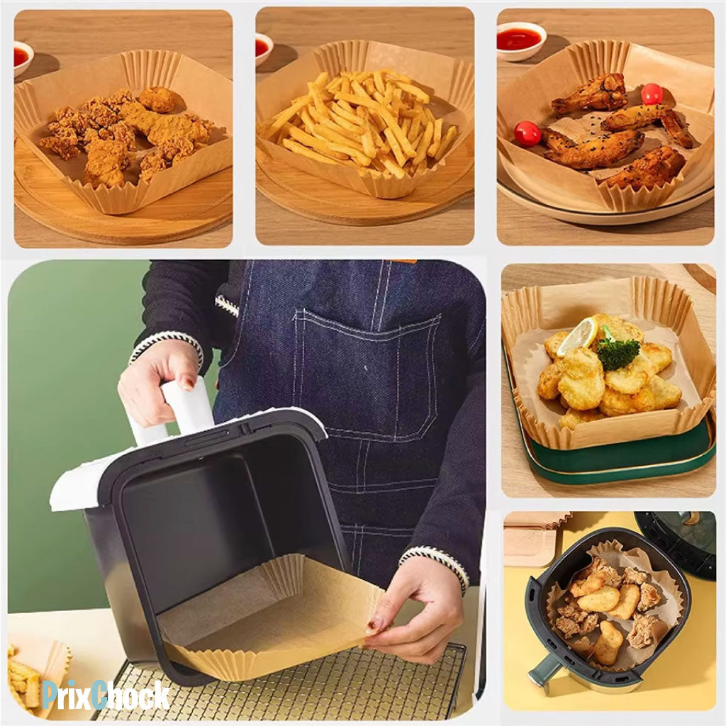 Papier De Cuisson Pour Friteuse À Air Anti-Adhésives, Résistants À L'huile Et À L'eau
