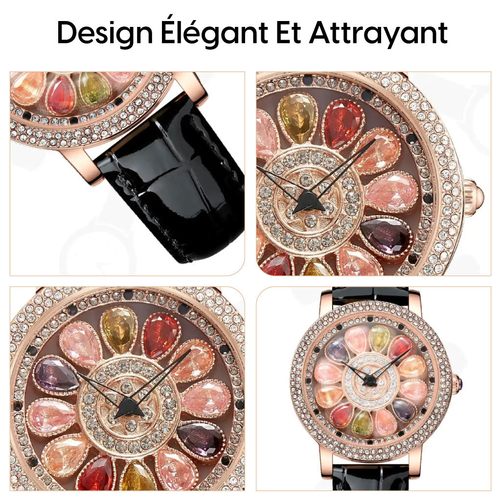Montre Éclatante Fleur De Cristal – Où Le Temps Rencontre Le Luxe 🌸✨