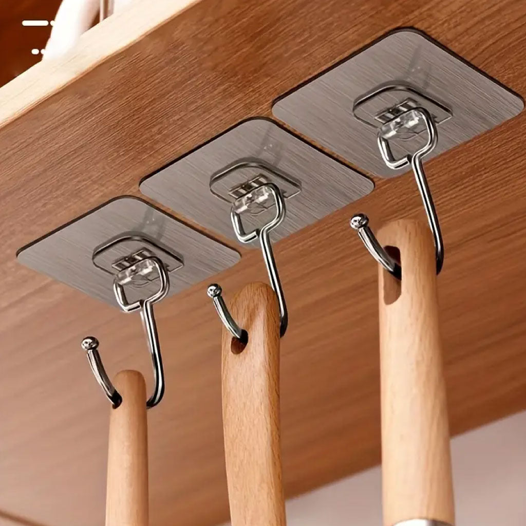 Crochets Muraux Adhésifs Ultra-Résistants – Fixation Sans Clous pour Cuisine, Salle de Bain & Bureau !