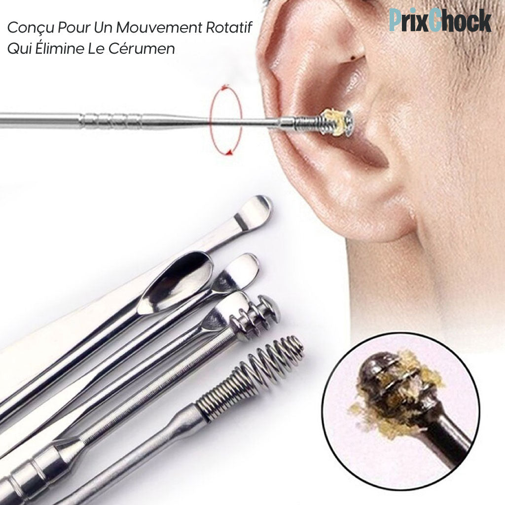 Kit Nettoyeur De Cire D'oreille En Acier Inoxydable – Soin Précis Et Hygiénique Sécurisé Et Durable