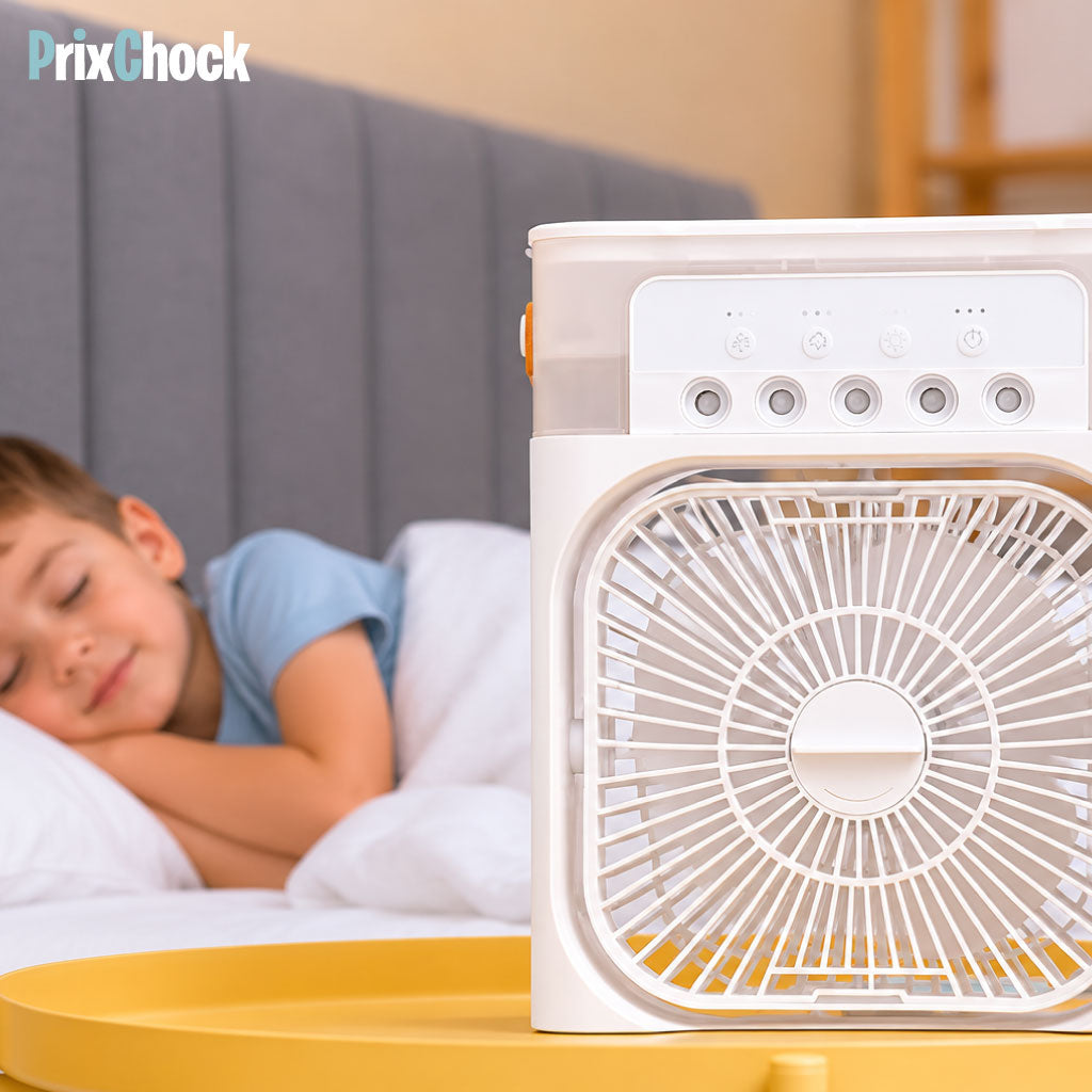 Mini Refroidisseur D’air Portable À Glaçons À 3 Vitesses avec LED intégré.