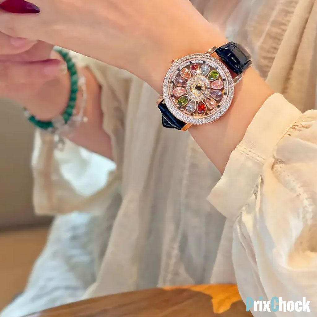 Montre Éclatante Fleur De Cristal – Où Le Temps Rencontre Le Luxe 🌸✨