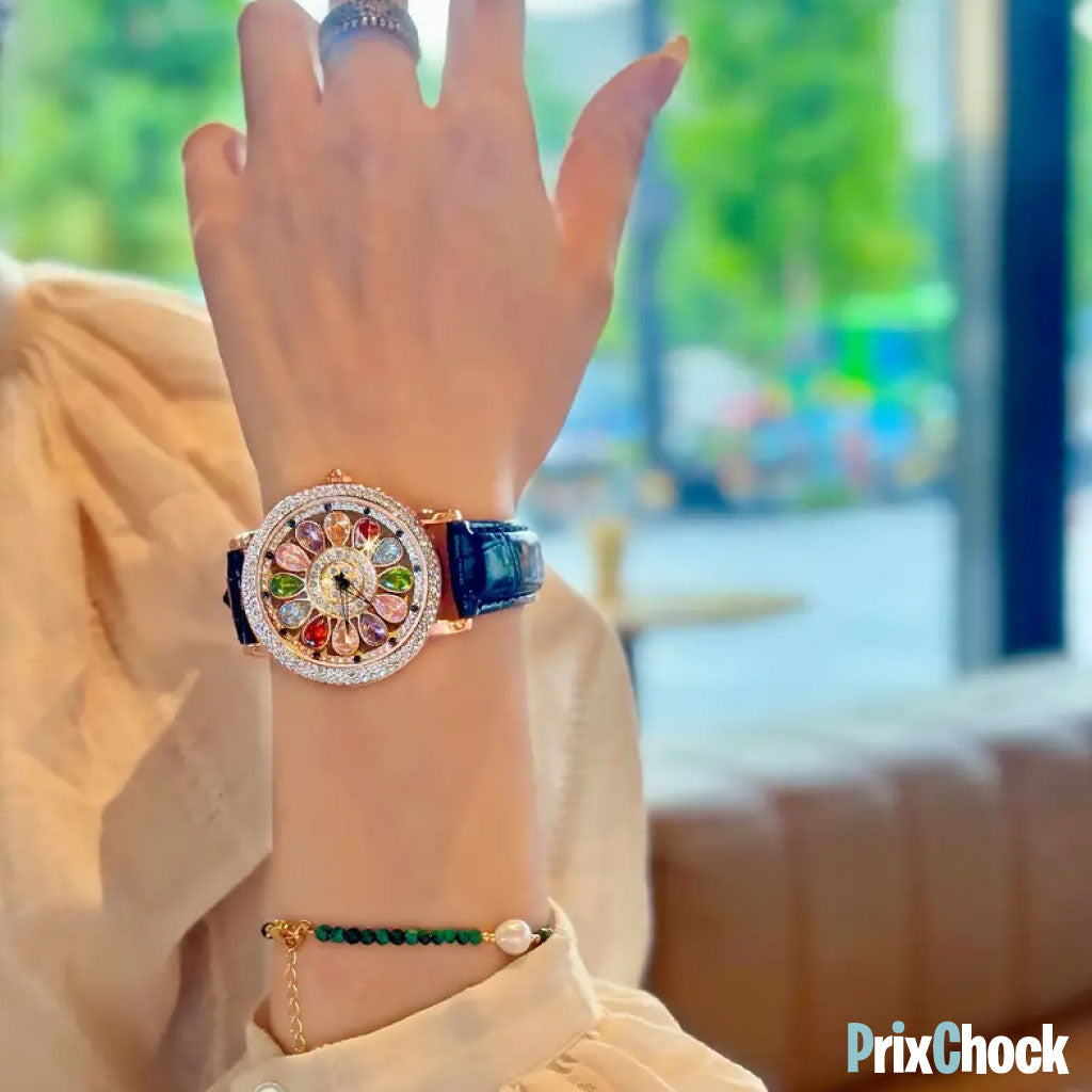 Montre Éclatante Fleur De Cristal – Où Le Temps Rencontre Le Luxe 🌸✨