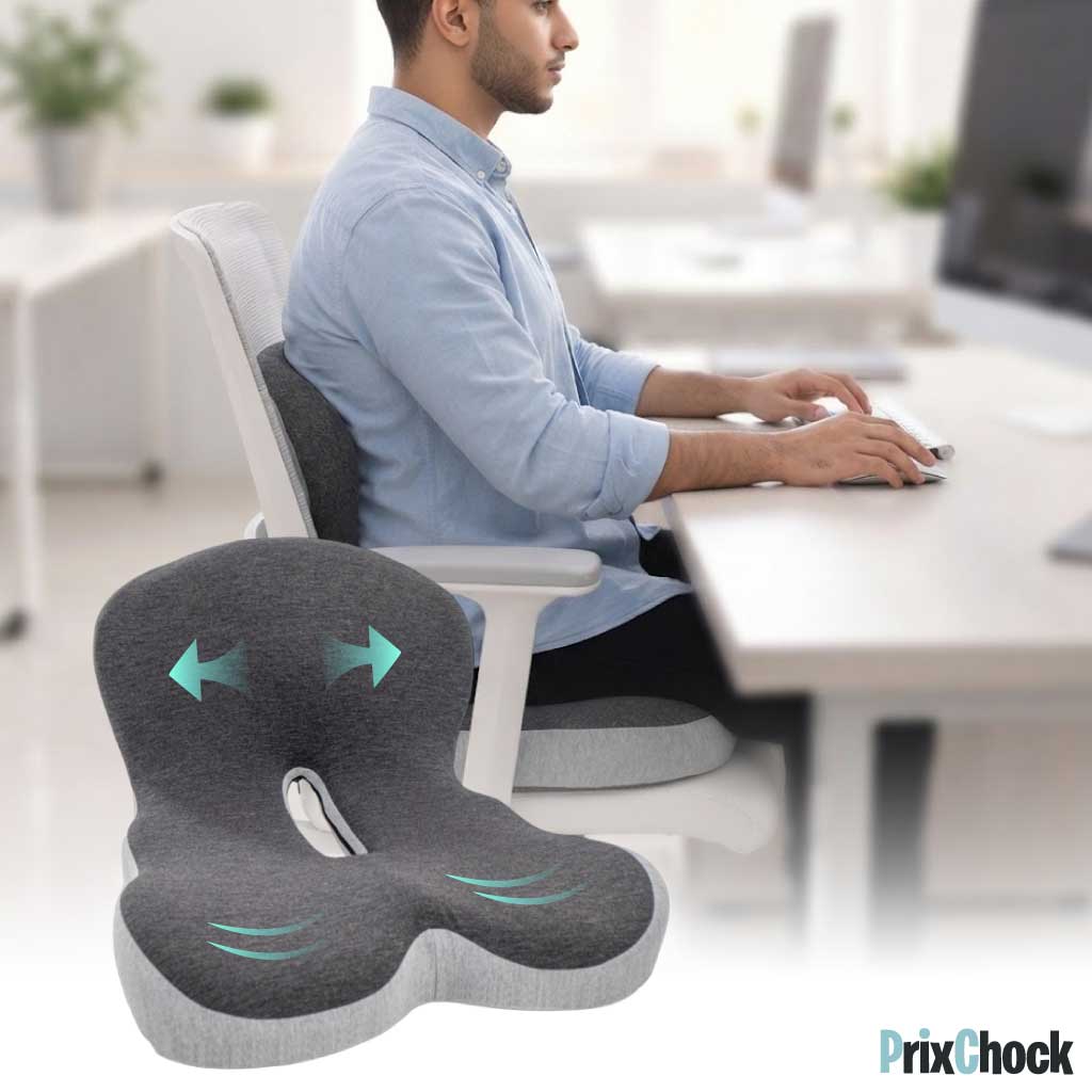 Coussin Confort 2-en-1 – Soutien Dos & Coccyx