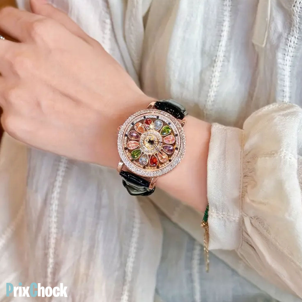 Montre Éclatante Fleur De Cristal – Où Le Temps Rencontre Le Luxe 🌸✨