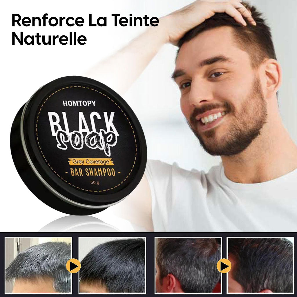 Shampoing savon anti-chute pour des cheveux plus forts et naturellement plus foncés.