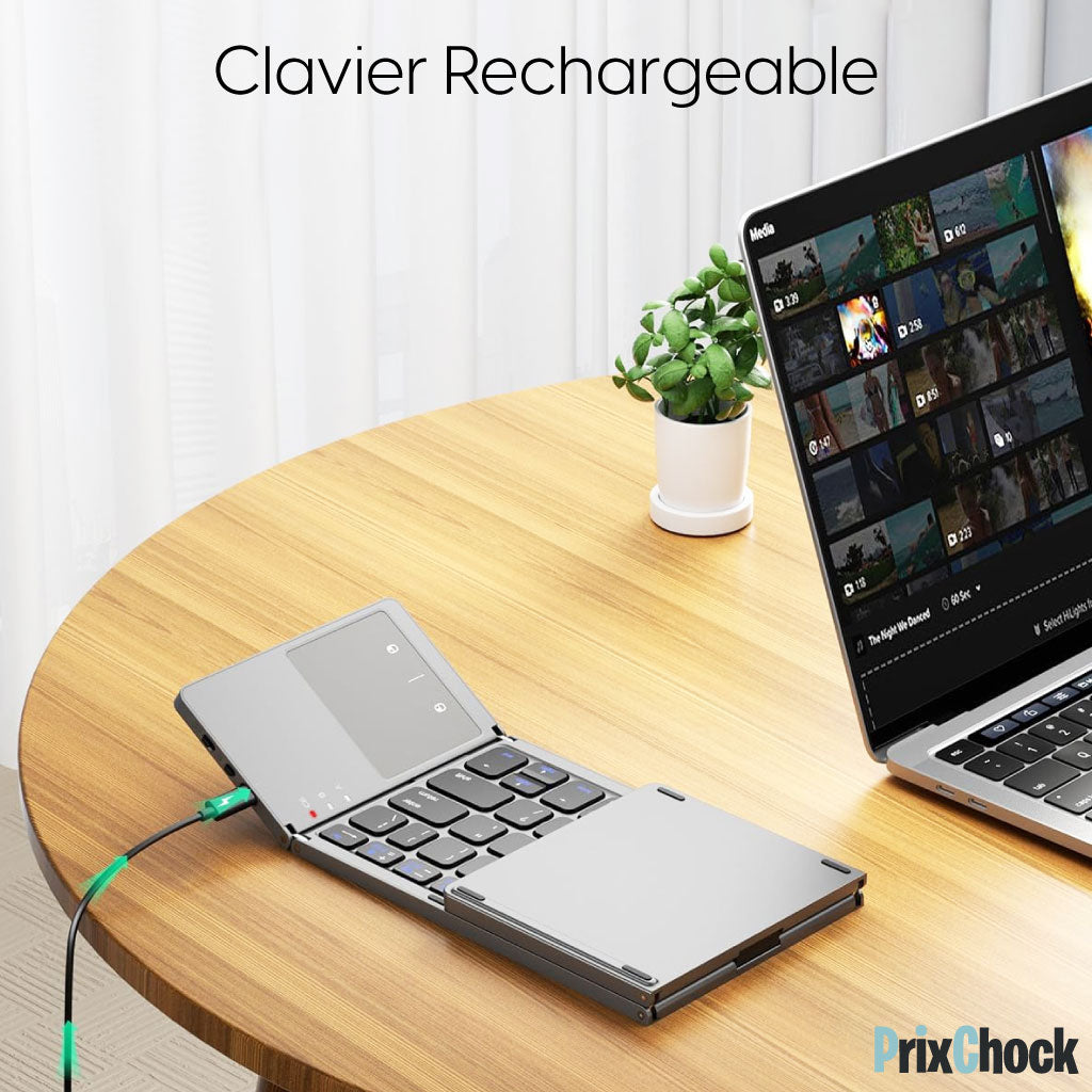 Mini Clavier Pliable Bluetooth - Sans Fil Avec Pavé Tactile Pour Téléphone, Tablette, Pc Et Ordinateur Portable