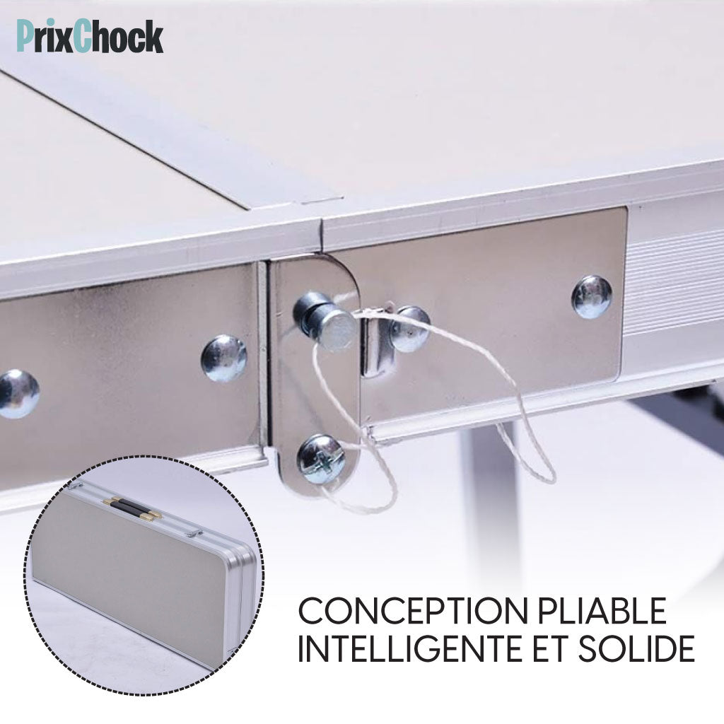 Table Pliante en Aluminium pour Extérieur – 4 Places avec Sièges Intégrés