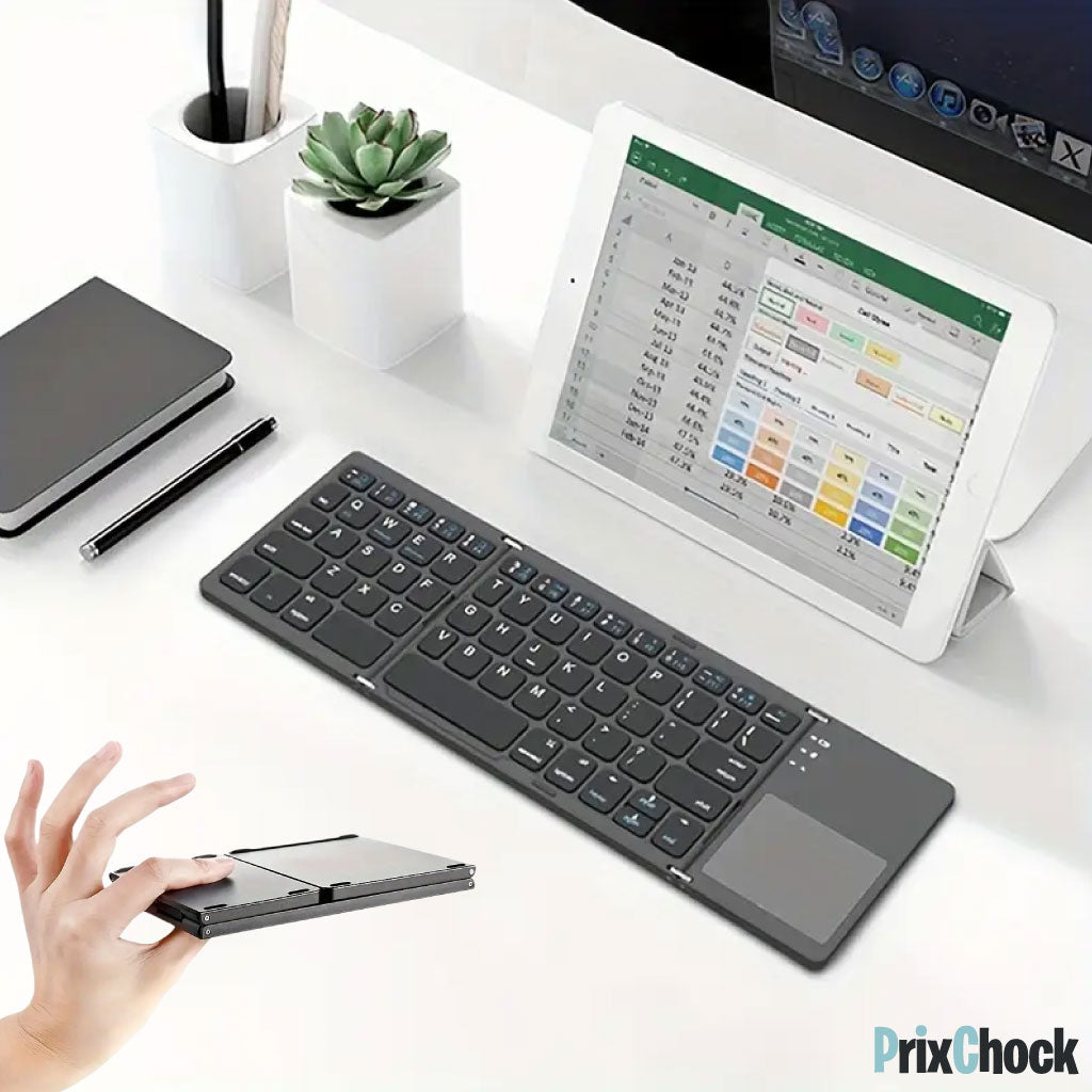Mini Clavier Pliable Bluetooth - Sans Fil Avec Pavé Tactile Pour Téléphone, Tablette, Pc Et Ordinateur Portable