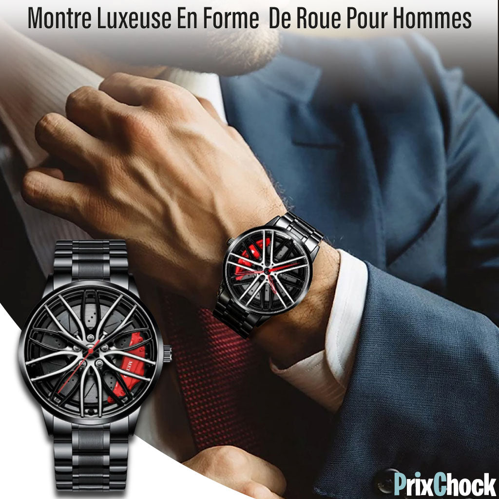 Montre Luxueuse En Forme De Roue Étanche En Acier Inoxydable Pour Hommes