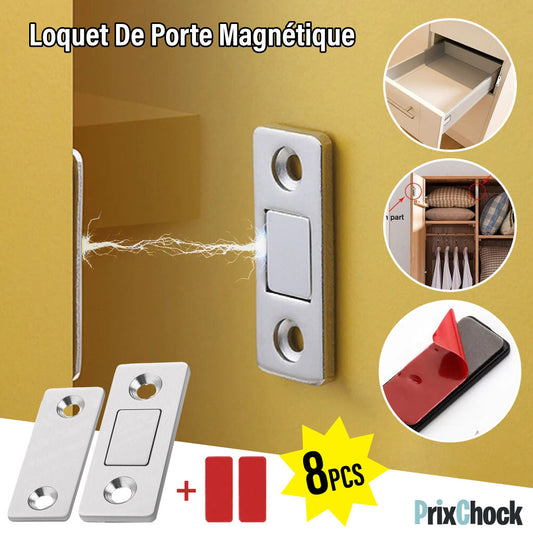 Lot De 8 Loquets Magnétiques D'armoire Ultra Fins En Acier Avec Adhésif et Vis