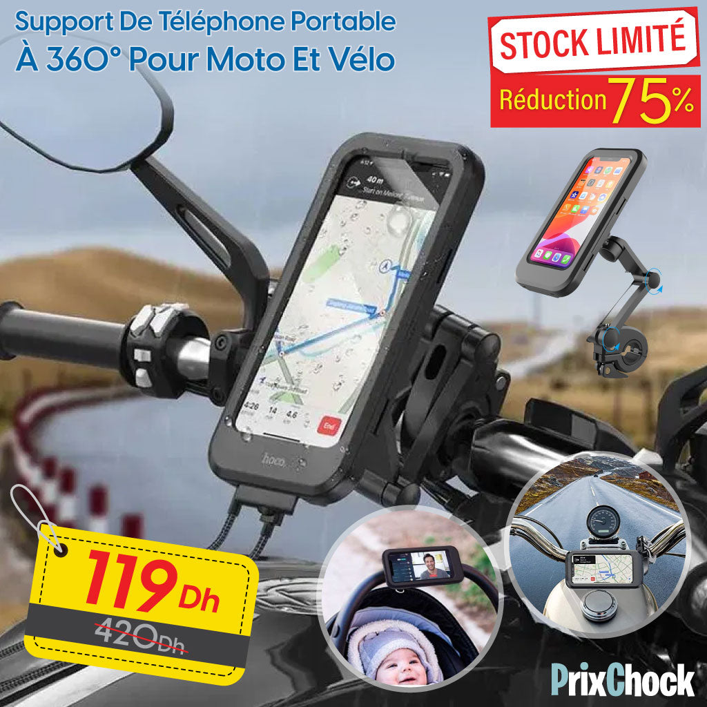 Support De Téléphone Pour Moto Et Vélo – Étanche Et Rotatif À 360°