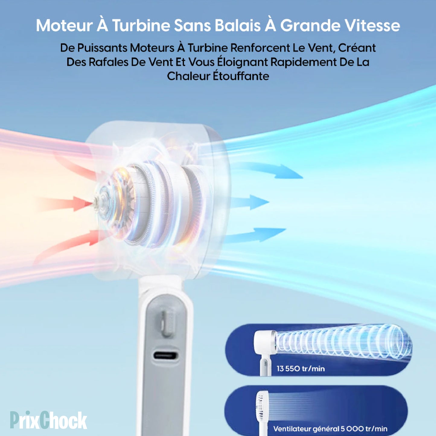 Ventilateur Portable Compact – Affichage Digital Et Format Rabattable