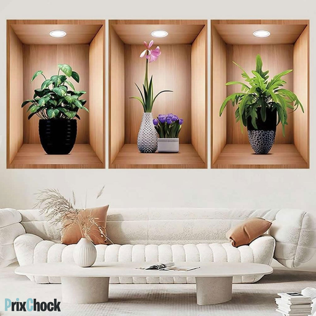 Stickers Muraux 3D Vase Et Fleurs Pour Une Décoration Florale D'intérieur