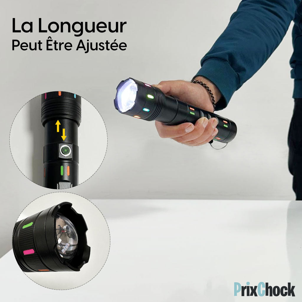 Lampe Torche Rechargeable - Haute Luminosité, 4 Modes, Zoomable, Type-c Usb Pour Urgences Et Camping