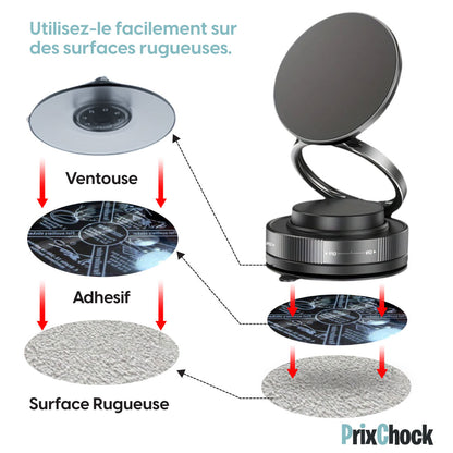 Support Téléphone Magnétique 360° à Ventouse – Fixation Solide & Angle Réglable à l’Infini !