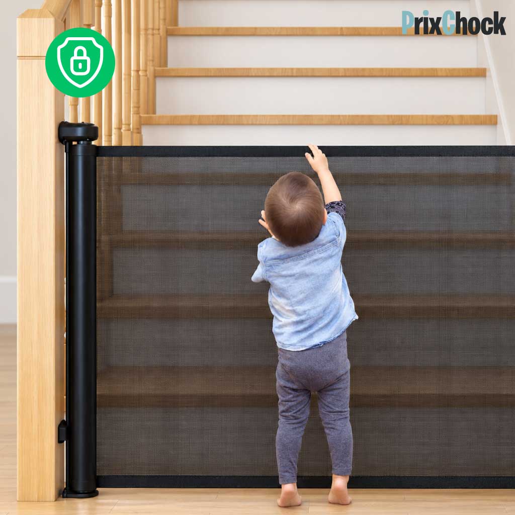BébéProtect — Barrière de Sécurité Rétractable pour Bébé (Escaliers, Cuisine, Portes)