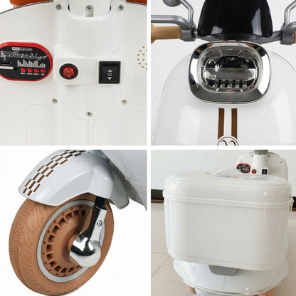 Moto Vespa Électrique pour Enfants– Accélérateur + Bluetooth + Lumières