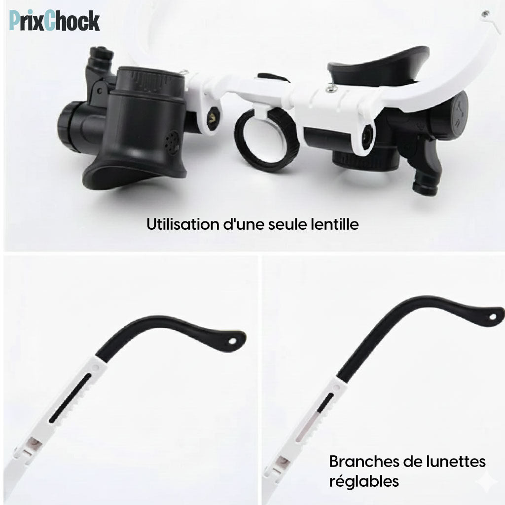 Lunettes Loupe Professionnelles à LED – Vision Précise pour Travaux de Détail