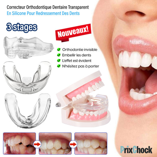 Correcteur Orthodontique Dentaire Transparent En Silicone Pour Redressement Des Dents. ( Pack de 3 Stages . )