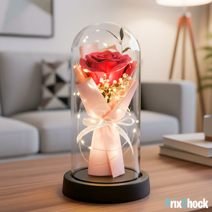Rose Éternelle sous Cloche LED – Un Cadeau Magique & Intemporel