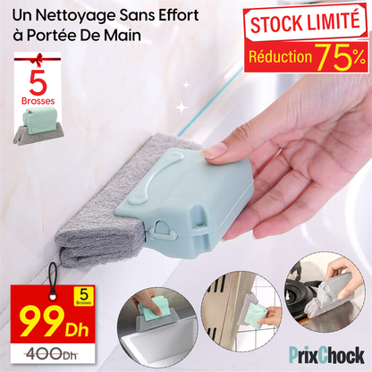 Pack De 5 Mini Brosse De Nettoyage Polyvalente Pour Fenêtres Et Coins Profonds !