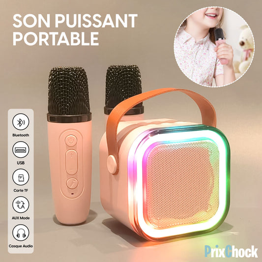Karaoké Portable Sans Fil avec 2 Micros – L’Ambiance à Emporter Partout !
