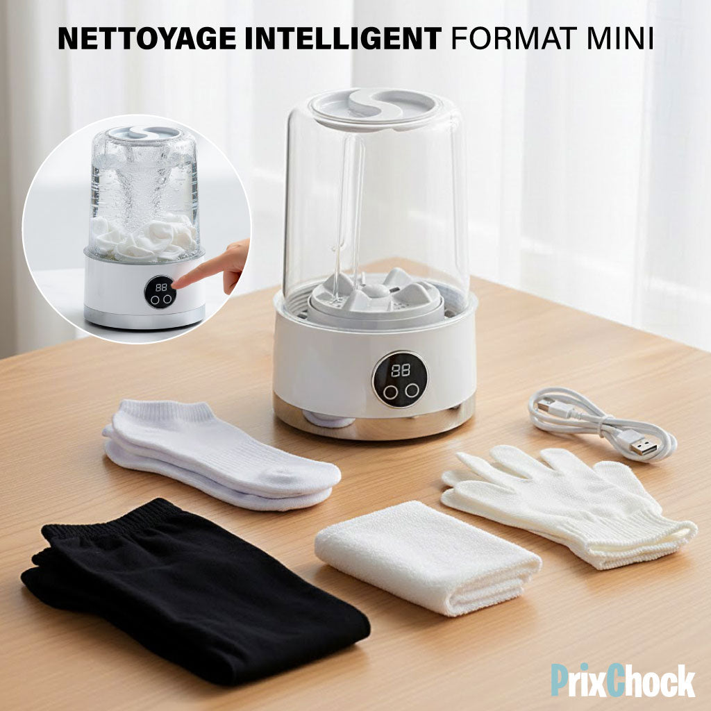 Mini Machine à Laver Intelligente Sans Fil – Compacte, Pratique & Efficace