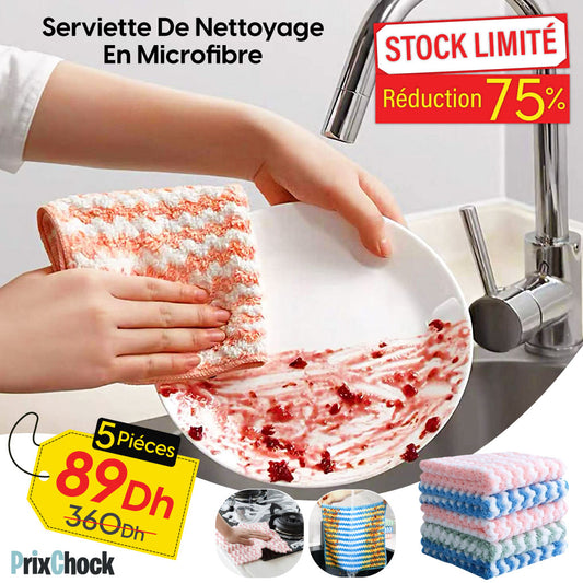 Pack De 5 Serviettes De Nettoyage En Microfibre : Efficacité, Absorption Et Résistance Imbattables !