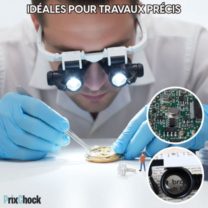 Lunettes Loupe Professionnelles à LED – Vision Précise pour Travaux de Détail