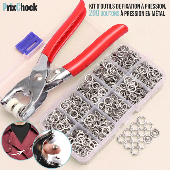 Pince De Fixation Des Boutons De Vêtements En Métal Pack De 200Pcs