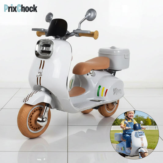 Moto Vespa Électrique pour Enfants– Accélérateur + Bluetooth + Lumières