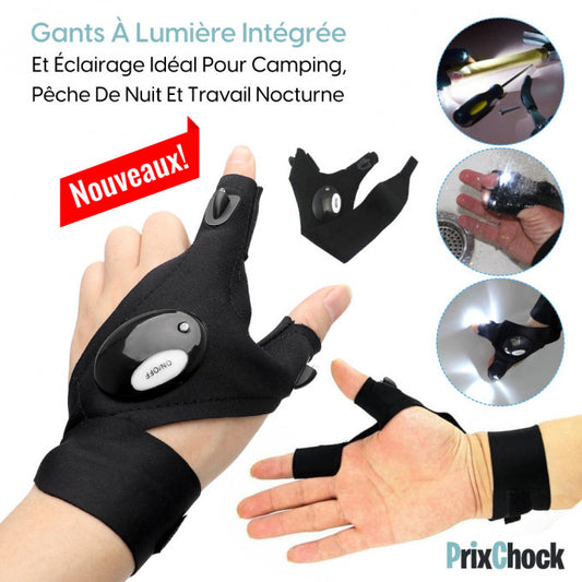 Gants À Lumière Intégrée Et Éclairage Idéal Pour Camping, Pêche De Nuit Et Travail Nocturne.