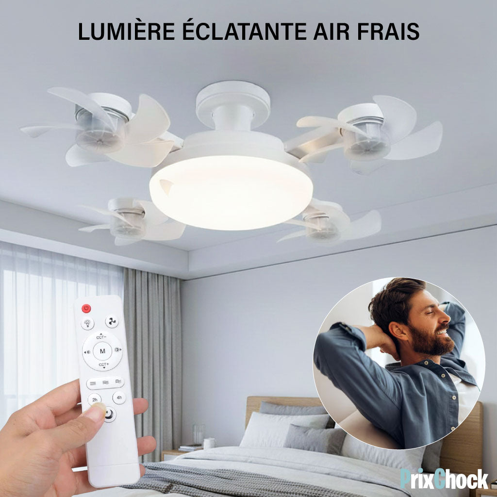 Lampe LED avec Ventilateur Pliable Télécommandée