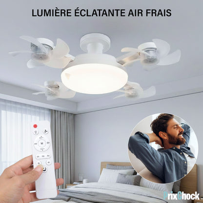 Lampe LED avec Ventilateur Pliable Télécommandée