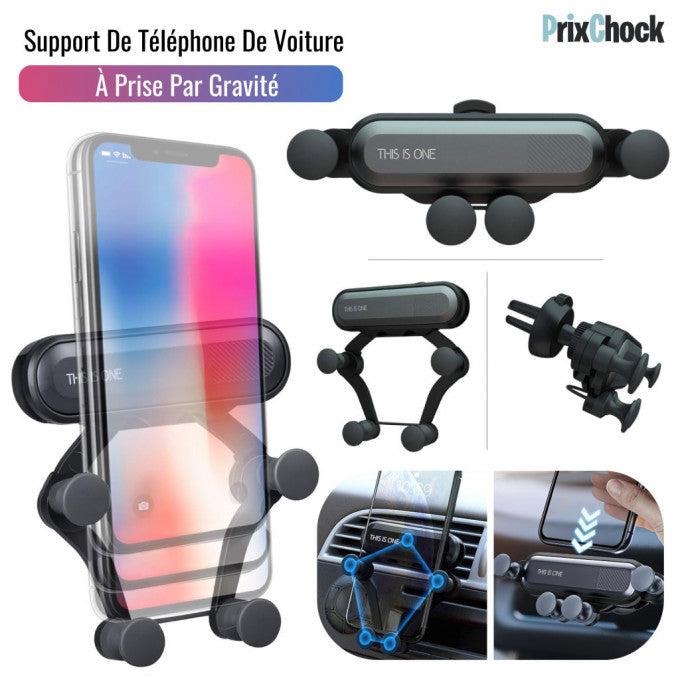 Support De Téléphone Universel Automatique Rétractable Pour Voiture À Rotation De 360°pour Tous Type De Téléphone, 1 Ère Qualité