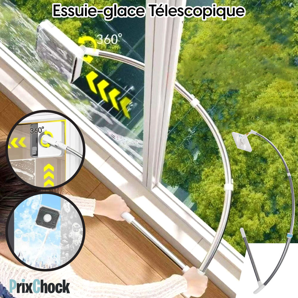 Raclette Télescopique Réglable Rotative À 360 Pour Vitres Avec Long Manche