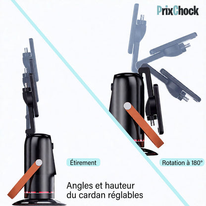 Support Smartphone Intelligent 360° – Suivi Automatique du Visage & Rotation Motorisée