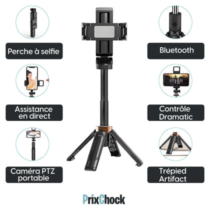 Perche à Selfie & Trépied Bluetooth – Contrôle Total et Photos Parfaites