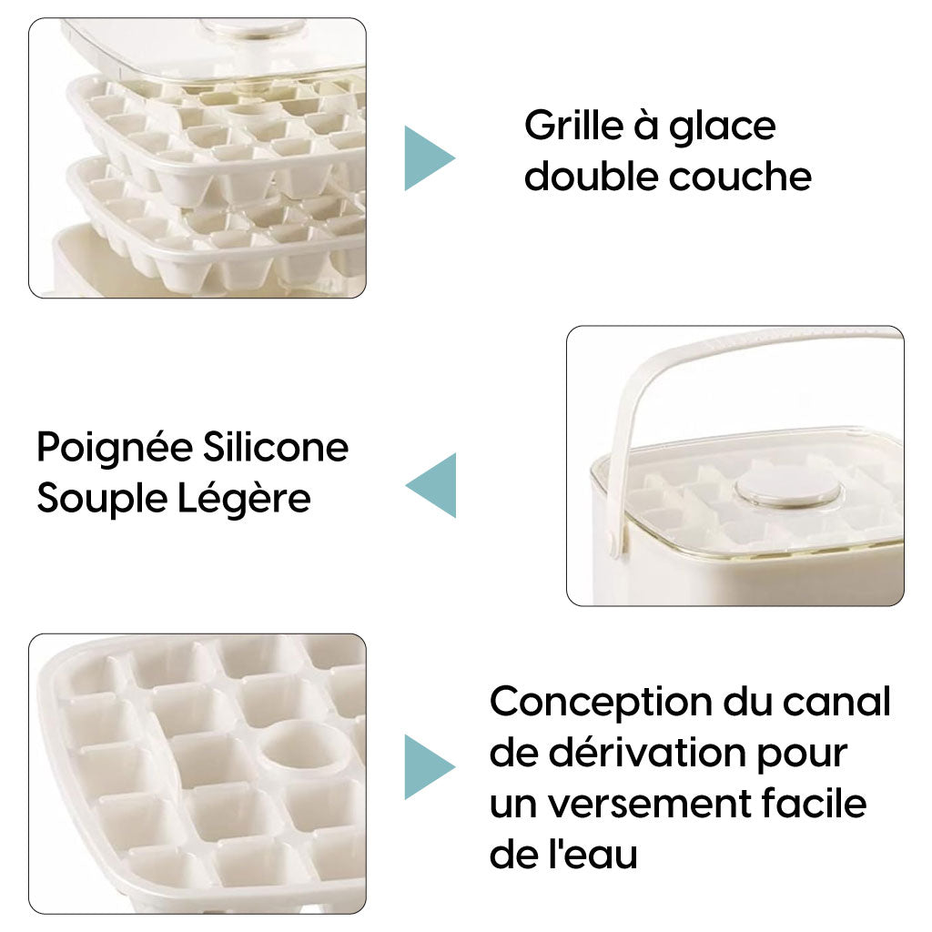 Boîte de Fabrication de Glaçons – Double Couche & Démoulage Facile