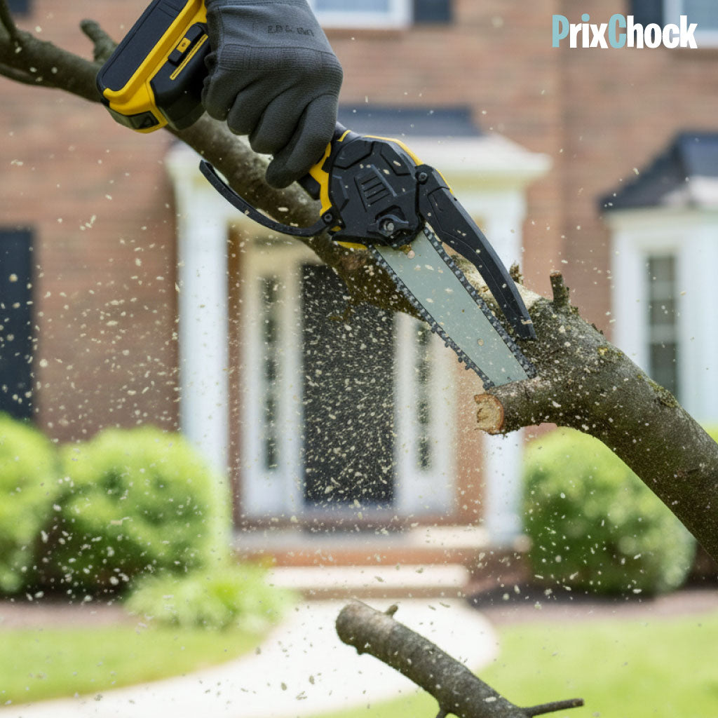 Mini Tronçonneuse Électrique Portable – Puissante, Compacte & Rechargeable