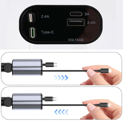 Chargeur De Voiture Rétractable – Multiports Et Haute Compatibilité