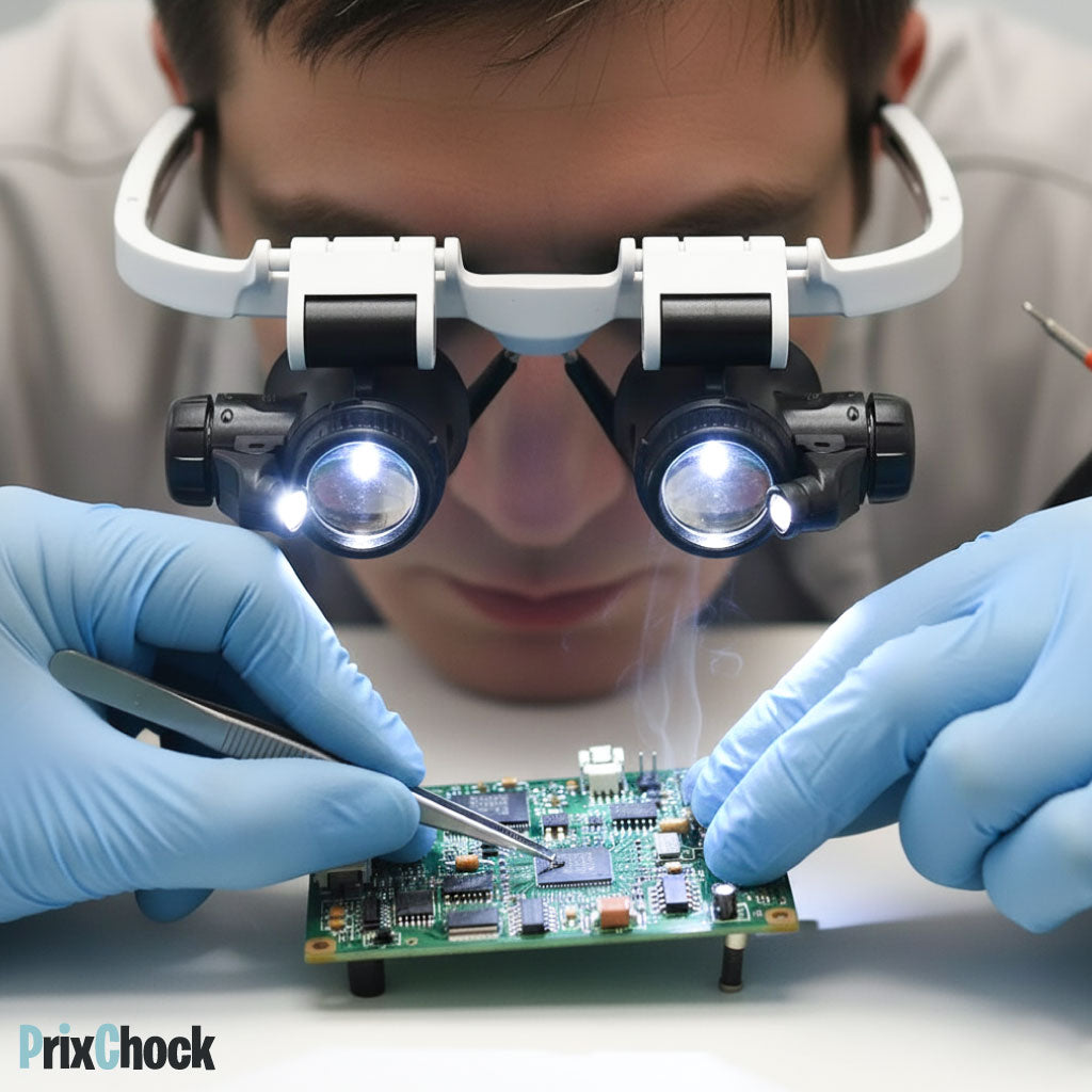 Lunettes Loupe Professionnelles à LED – Vision Précise pour Travaux de Détail