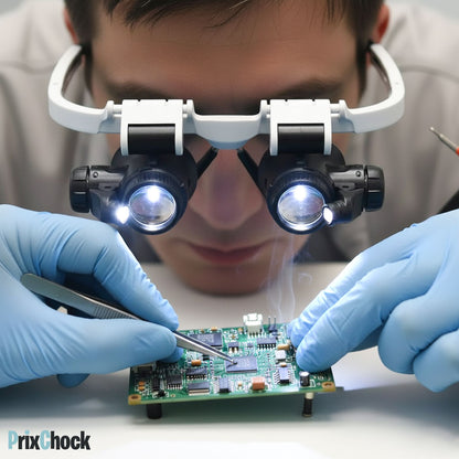 Lunettes Loupe Professionnelles à LED – Vision Précise pour Travaux de Détail