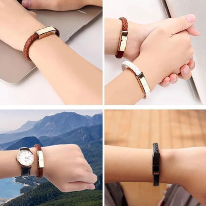 Bracelet En Cuir Avec Câble Usb Pour Chargement Et Transfert De Données – Élégant Et Fonctionnel