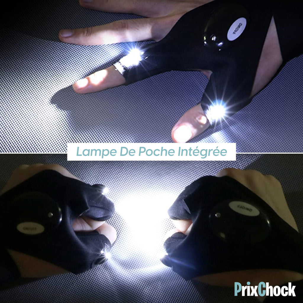 Gants À Lumière Intégrée Et Éclairage Idéal Pour Camping, Pêche De Nuit Et Travail Nocturne.